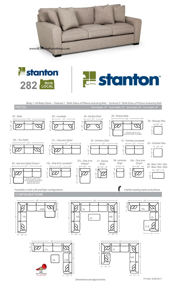 Stanton Furniture Sofa 282 Measurements And Configurations